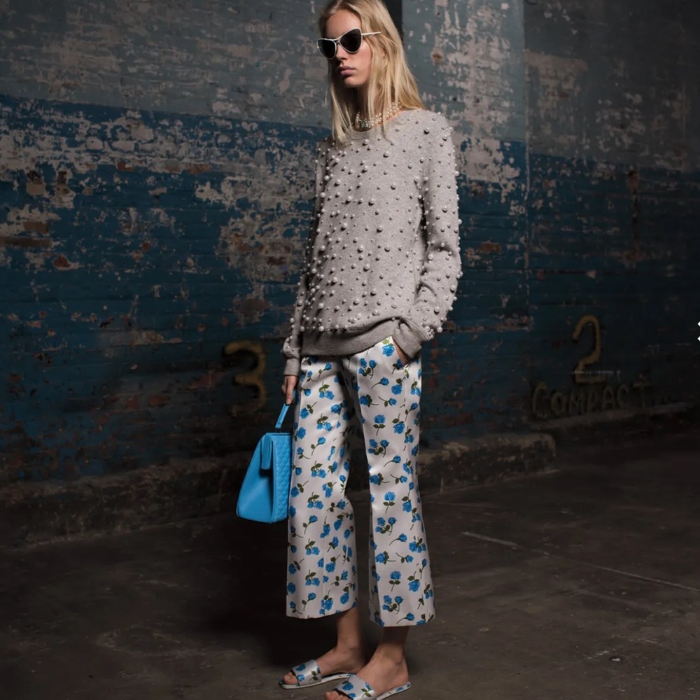 Michael Kors Collection - Scattered Rose Satin Crop Pants - pre fall 2018 - sz 4 - Picture 2 of 16